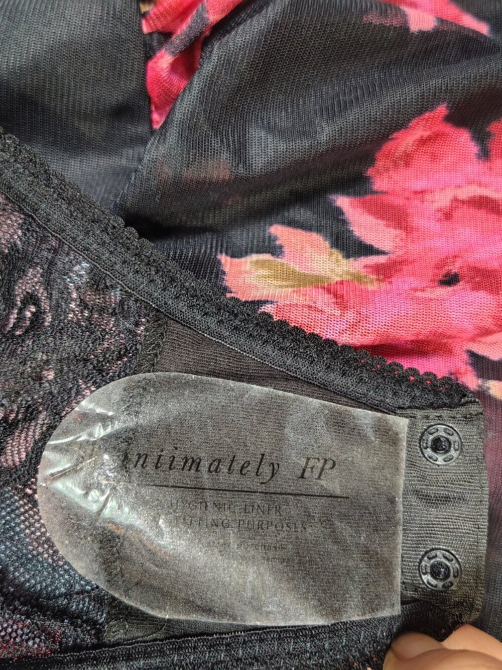 Free People Bodysuit Women's XS Black Pink Floral Off-Shoulder Boho Top NWOT - Picture 3 of 13